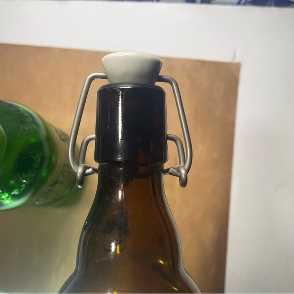 Grolsch Beer Bottle Green/brown Embossed Porcelain Swing Top Vintage Empty - Picture 3 of 16